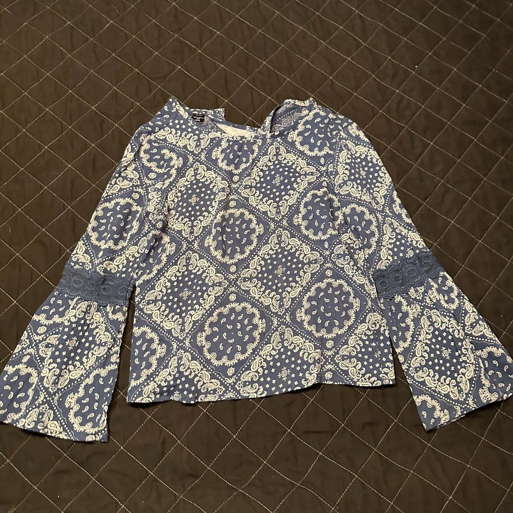Blue and white blouse